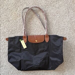 Longchamp Black and Brown Tote Bag
